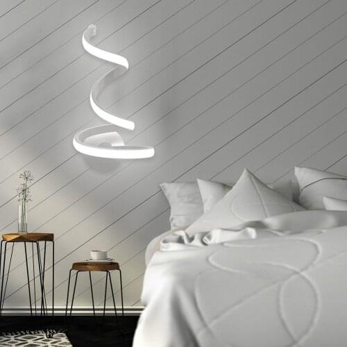 LED Spiral Light Modern Creative Wall Mount Bedside Room Lamp Metal Sconces Lamp Bedside Room Bedroom Wall Decor Arts