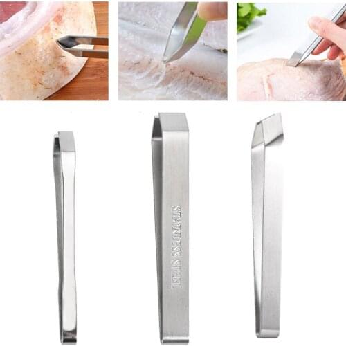 3Pcs Fish Bone Tweezers Pincer Clip Puller Stainless Steel Flat And Slant Remover Tongs Fish Bone Plucking Clamp Kitchen Gadgets