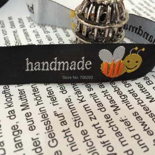 Zakka handmade 5/8" 16mm Woven Jacquard ribbon lace letter bee with Handmade