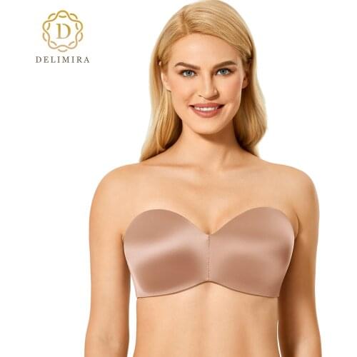 DELIMIRA Womens Smooth T-shirt Strapless Minimizer Bra Plus Size Underwire Non-Padded