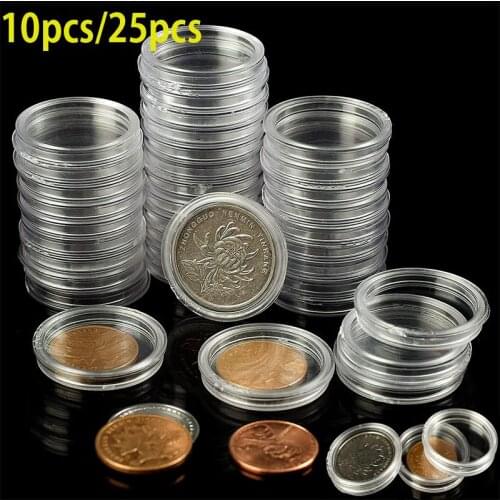 100pcs 26mm Coin Holder Capsules Box Storage Clear Round Display Cases Coin Holders