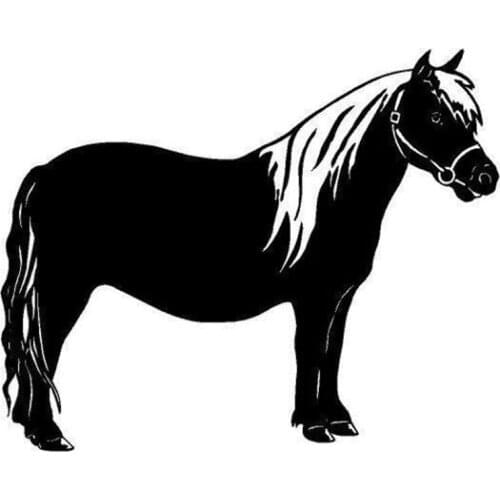 14.2*11.5CM Pony Horse Vinyl Car Styling Decals Cute Animal Stickers Car Accessories Black/Silver C9-0759
