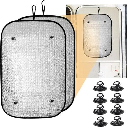 2PCS RV Door Window Shade Cover 15.7 x 23.6inch Double-Layer Sunshield Window Cover for Camper Travel Trailer Motorhome