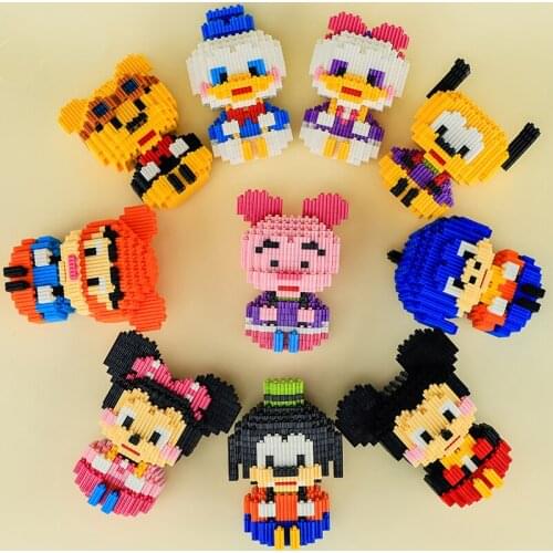 354pcs+ Connection Building Blocks Mickey Mouse Winnie Pooh Donald Daisy Piglet 3D Model Mini Brick Figures For Children Toys