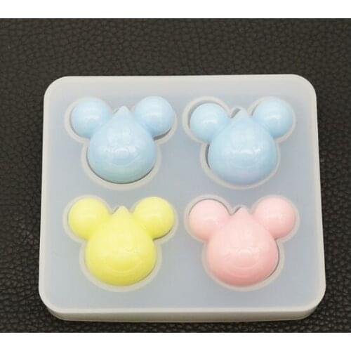 4 hole Crystal Epoxy Mickey Silicone mold Handmade Mirror Resin DIY Aromatherapy Gypsum Mould ice cube tray kitchen tool