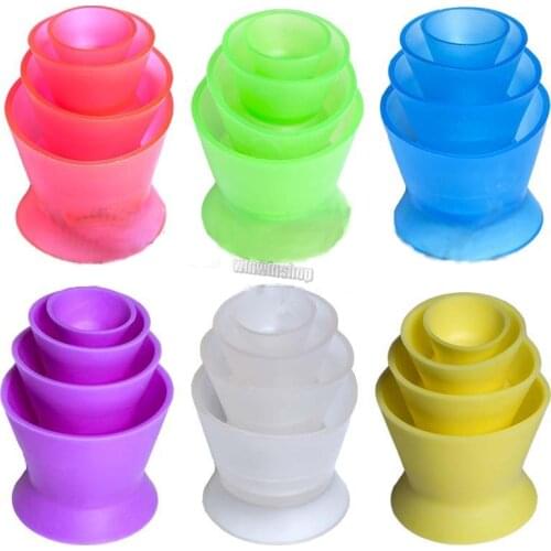 4Pcs/Set New Eco-friendly Dental Silicone Mixing Bowl Cup Silicone Mixing Bowl Cup Dental Medical Equipment Rubber Mixing Bowl