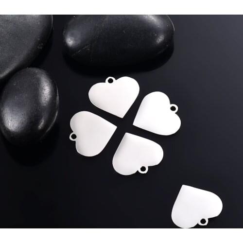 5Pcs Stainless Steel Heart Charms DIY Handmade Pendants For Jewelry Making Necklace Bracelet Accessories Gift Wholesale