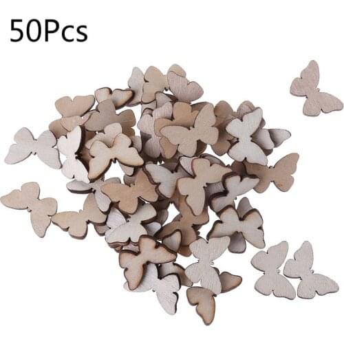 50pcs Laser Cut Wood Butterfly Embellishment Wooden Shape Craft Wedding Decor