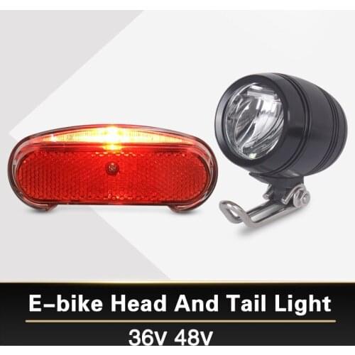 Free Shipping 36V 48V Compatible E-bike Headlight Taillight Set Front Light Rear Light set Headlamp Taillamp Set