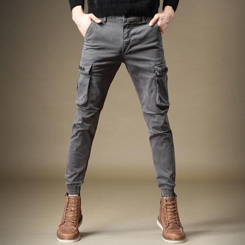 Men Cargo Pants Casual Military Many Pockets Letter Embroidery Trousers