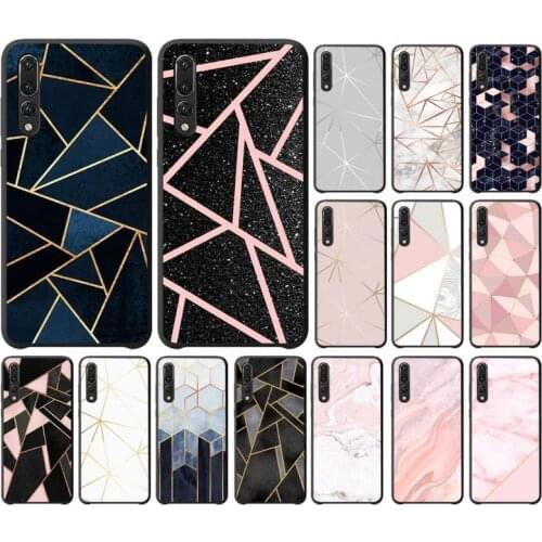 Geometric Marble Texture Phone Case For Huawei Mate 10 20 Lite Pro Nova 5t Honor 8a 8x 9x 20 10 10i