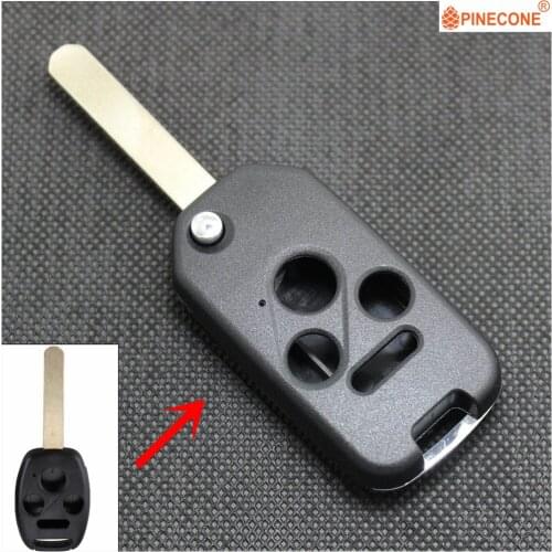 AURONOVA Upgrade Key Shell for HONDA Fit Accord Civic City Crv 3+1 Buttons Remote Flip Folding Car Key Fob Case