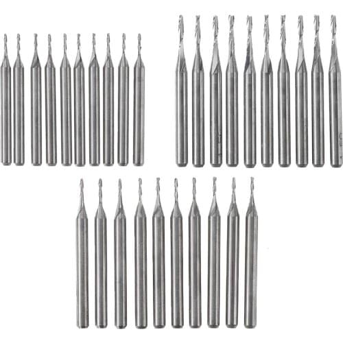 DANIU 10pcs 3.175mm Shank End Mill 0.8-2mm Diameter Two Flutes CNC Milling Cutter
