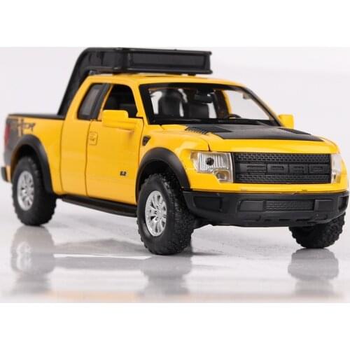 For Ford F150 Raptor Offroad Car Model Diecast Truck Pickup Light Music 4 Open Doors Toy Car SuperWheel Auto Mobile Toy Car