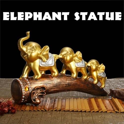 LUCKY FENG SHUI ELEGANT ELEPHANT STATUE RESIN LUCKY WEALTH FIGURINE ORNAMENTS GIFT FOR HOME OFFICE DESKTOP ELEPHANT DECORATION
