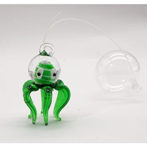 Green Aquarium Floating Blown Glass Bubble octopus figurine Micro Fish Tank Landscape Ornament Decoration Fish Aquatic Supplies