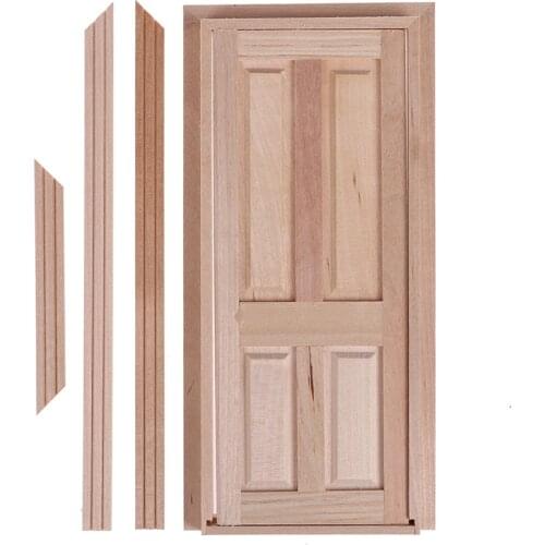 Hot sale 1/12 Dollhouse Miniature Wood Color 4 Panel Interior Wooden Door Window DIY Model Accessories Toys