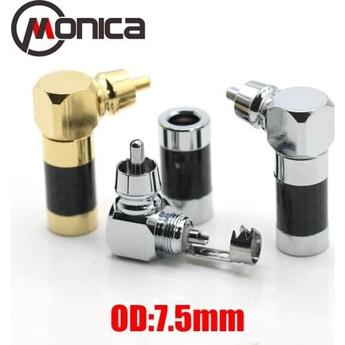 Monica pure copper plated rhodium plated RCA elbow carbon fiber audio signal line 90 plated lotus plug