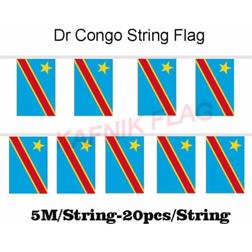 KAFNIK,5 meters 20 faces 14*21CM Dr Congo String Flag Banner Bar For Party Decoration/World Event Carnival Decor