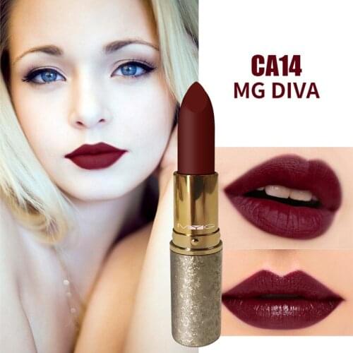 MYG red Lipstick Bullet Lipstick Matte Lips Beauty Makeup Velvet Waterproof Mate Batom Maquillaje Mocha Sexy Red lipstick MakeUp