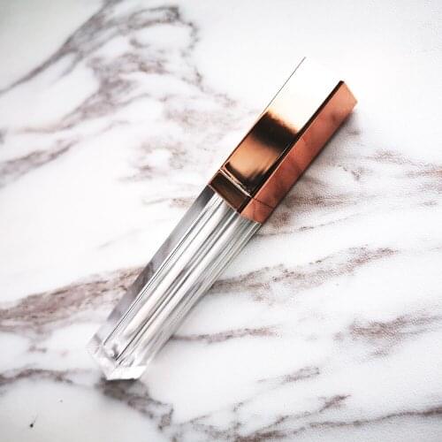 Custom Label logo Empty Bottle Tube for Makeup Liquid Lipstick Lipgloss Clear Rose gold/Black cap Containers Packaging 5Ml