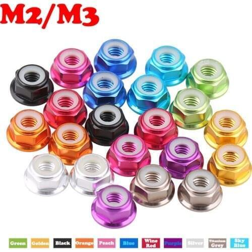 M2 M3 M4 M5 M6 Green Golden Orange Peach 4.8 Grade DIY Anodic Oxidation Aluminum Alloy Nylon Gasket Hexagon Lock Flange Nut
