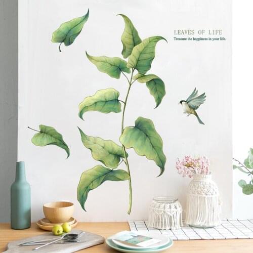 Small Fresh Wall Stickers Plant Bedroom Living Room Warm Aesthetic Wall Decals Sofa TV Background Self Adhesive Home Decor