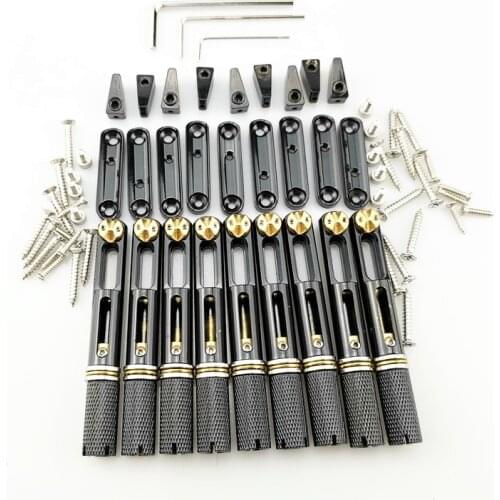 Black Single Headless Guitar Bridge Headless Fanned Fret -Single Fixed Brass Fan Bridges for 6 String Electric Guitar