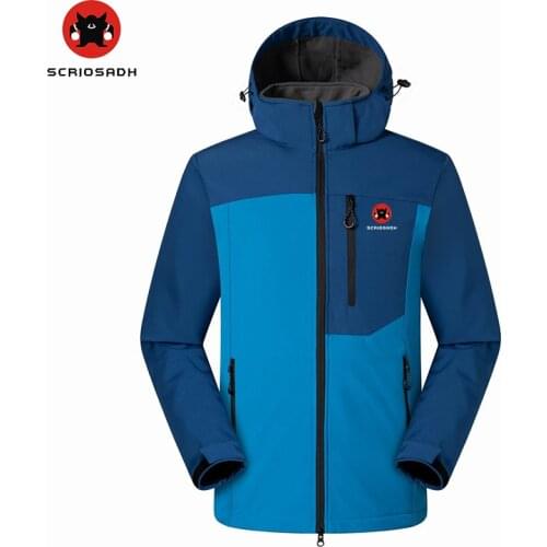 SCRIOSADH Mens Windbreaker Waterproof Outdoor Soft shell Climbing Jacket Quick Dry Fleece Keep Warm Hiking Skiing Jacket