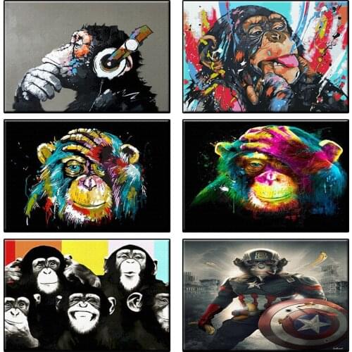 DIY Frame Painting By Numbers Kit Color Monkey Animals Paint By Numbers For Adult Wall Art Room Decor Unique Gift Art Supplies