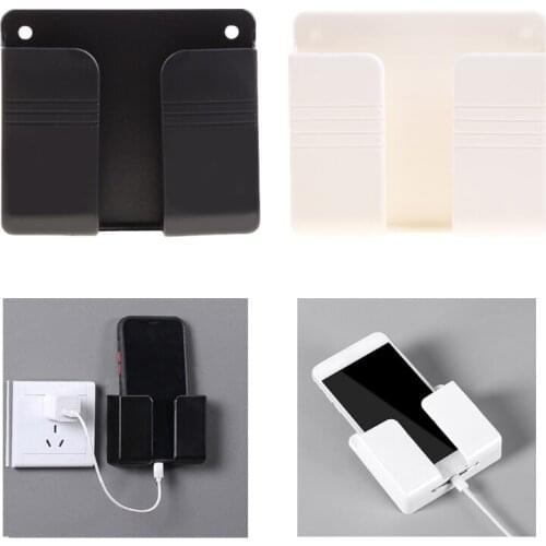 Wall Mounted Organizer Storage Box Remote Control Mounted Mobile Phone Plug Multifunction Shelf