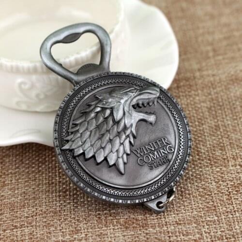 MQCHUN Newest Wolf Head Bottle Opener Keychain House Stark Winter Is Coming Keychain and Bottle Opener -50