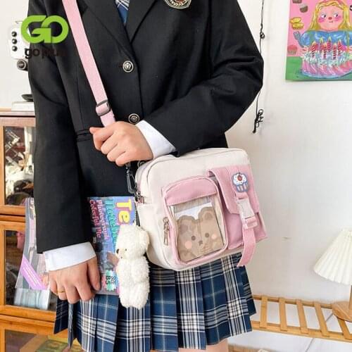 GOPLUS 2021 New Cartoon Handbags Casual Nylon Womens Shoulder Bag Zipper Messenger Bag Patchwork Women Handbag Student Girl