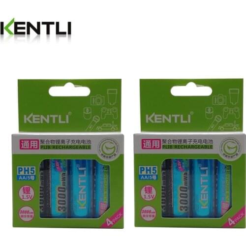 Original KENTLI 1.5V AA 3000mWh Li-polymer li-ion polymer lithium rechargeable AA battery or Camera ect. 5 years warranty
