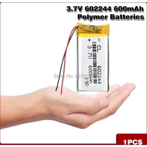 3.7v 600mAh Rechargeable Li-polymer Battery 602244 Li-po Ion Batteries For PSP DVD MID PDA Gps Recorder Selfie Sticks