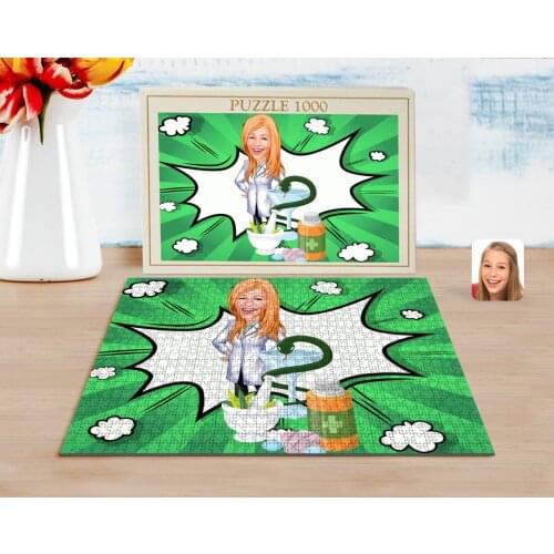 Personalized Female Pharmacist Caricature of 1000 Piece Professional Puzzle-2