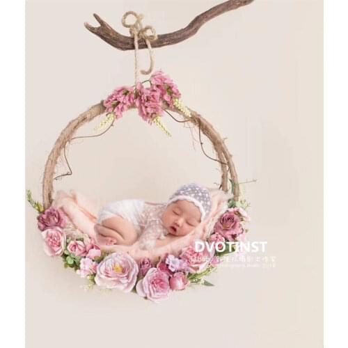 Dvotinst Baby Photography Props Flowers Hanging Basket Decoration Fotografia Accessories Infant Toddler Studio Shooting Photo