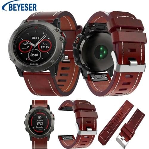26mm Smart classic Leather band For Garmin Fenix 5X 5X Plus Watch Quick Release easy fit Strap For Garmin Fenix 6X/6X pro straps