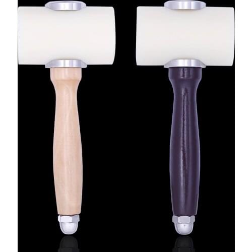 MIUSIE DIY Leather Craft Hammer Nylon Hammer Solid Wood Handle Printing Carving Hammer T-Shaped Double Hammer Sewing Craft Tool