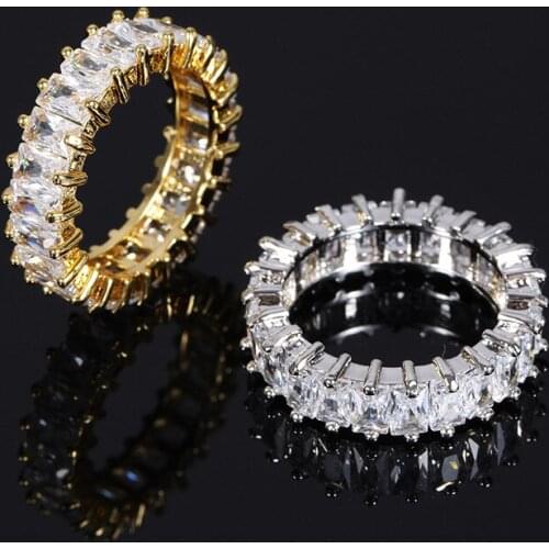 Funmode Luxury Sparkling AAA Cubic Zircon Engagement Rings for Women Baguette Finger Ring anelli donna Wholesale FR88