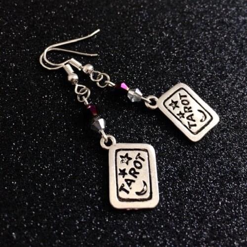 Tarot Earrings Tarot Reader Palmistry Fortune Tellar Palm Reader Gothic Jewelry Tarot Card Charm Alternative Jewelry