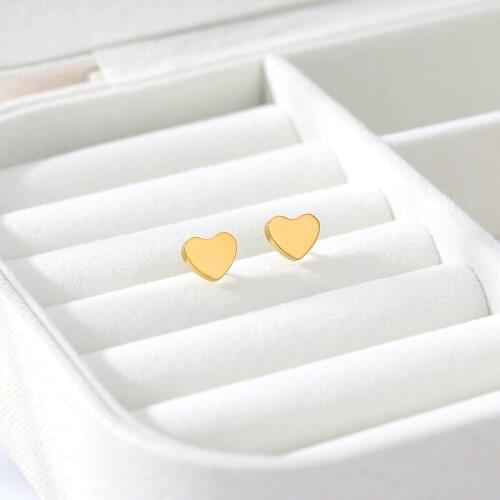 Minimal Heart Earings Fashion Jewelry Stainless Steel Rose Gold Cute Christmas Earring For Women Childrens Friendship Gifts