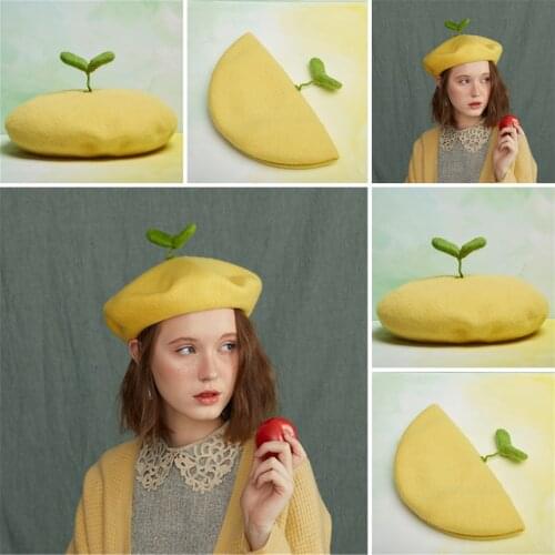 Wool Beret Hat Women Felt Beret Winter Bean Sprouts Style Fashion Girls Beret Hat Lady Solid Color Slouchy Winter Hats Female