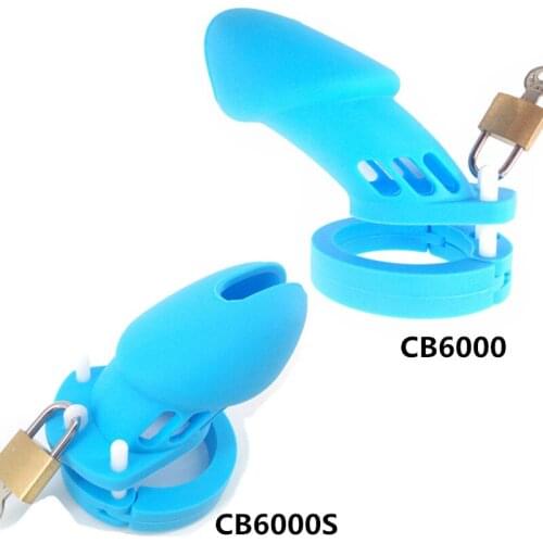 Blue 6000L 6000S Silicone Male Chastity Devices Soft Sex Toy Cock Ring Adult Sex Products Penis Sleeve Dildo Cock Cage G7-2-8