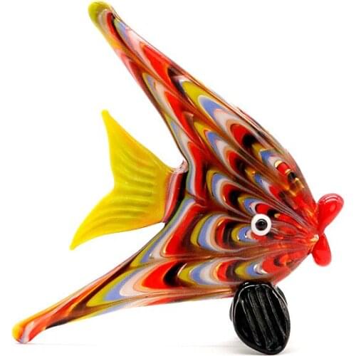Hand-Made Murano Glass Ocean Fish Figurines Colorful Cute Vivid Hook Silk Craft Sea Animal Ornaments Home Table Decor Collection