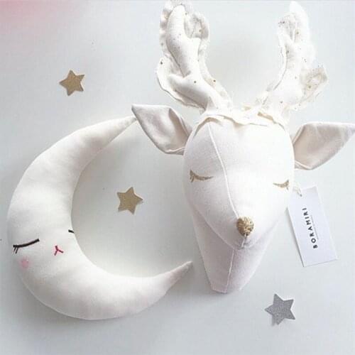 Baby Girl Room Decoration 3D Stuffed Animal Heads Elephant Swan Head Wall Hanging Decor For Nursery Children Bedroom Decoration