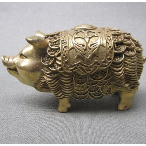 Ymying Chinese zodiac old brass money pig ornaments / antique ornaments