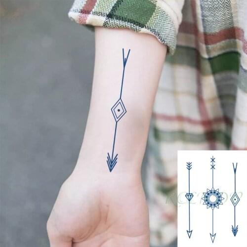 Waterproof Temporary Juice Ink Sticker Arrow Diamond Datura Flower Geometric Fruit Gel Long Lasting Tattoo for Men Women