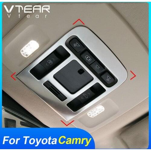 Vtear For Toyota Camry inner front reading light frame cover decoration car interior trim chrome styling accessories parts 2020