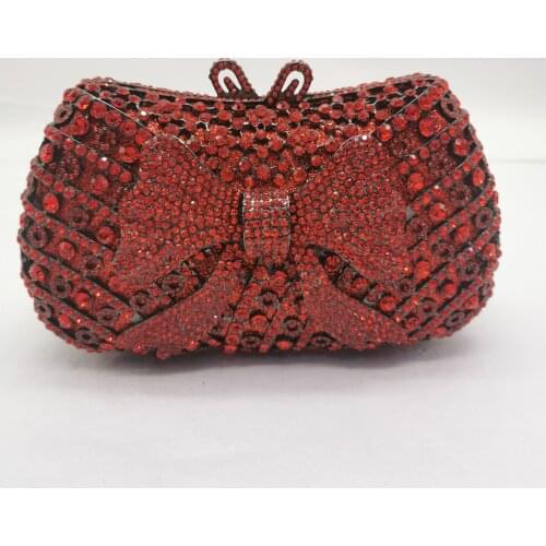 Handmade Red Gold Rhinestone Crystal Women Clutch Bags And Diamond Evening Purses Best Design Ladies Party Mini Wedding Bag
